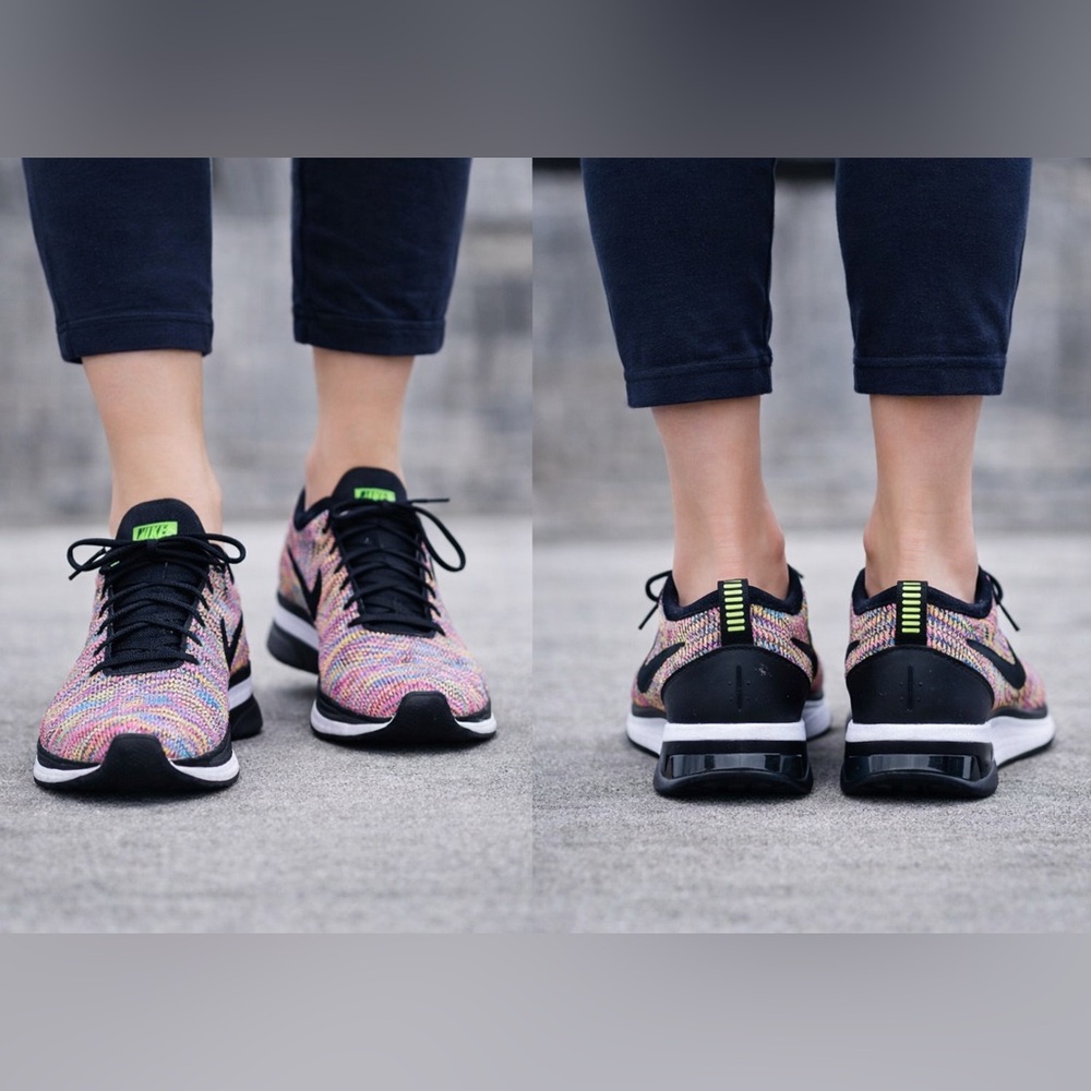 Nike Multicolor Flyknit Athletic Shoes with Black Accents